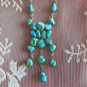 Vintage Sterling Silver and Turquoise Nugget Necklace